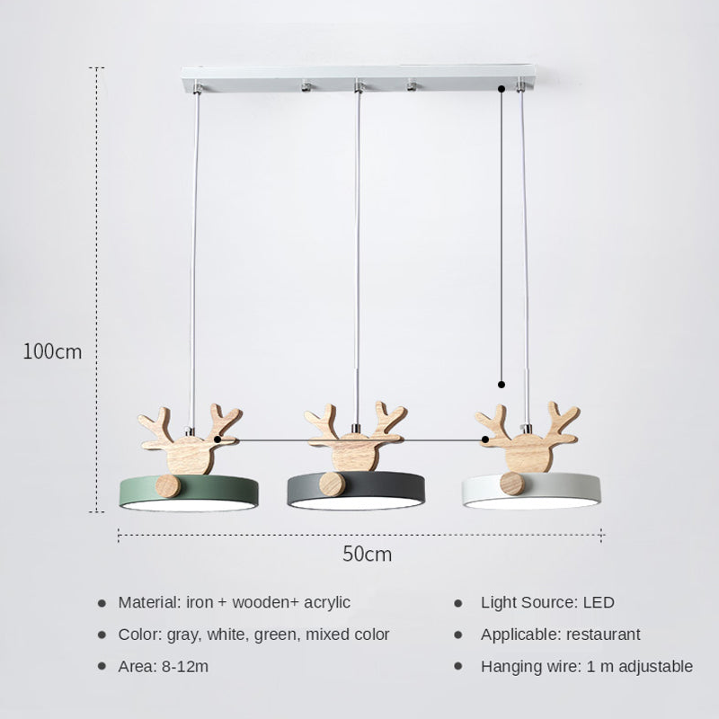 Valentina Suspension Rond Mignon Moderne Métal/Bois Vert/Noir Salle à manger