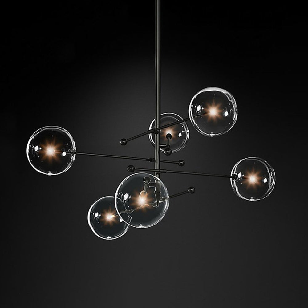 Valentina Lustre Multi Moderne, Métal/Verre, Noir/Doré, Salon