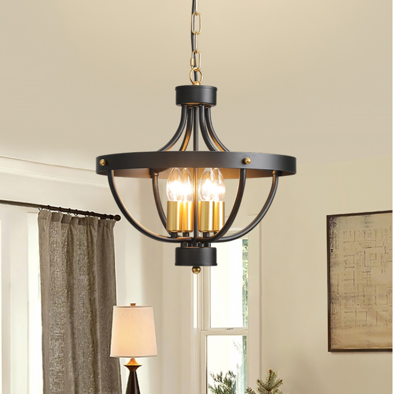 Silva Vintage LED Suspension Noir Métal Salon/Chambre à Coucher