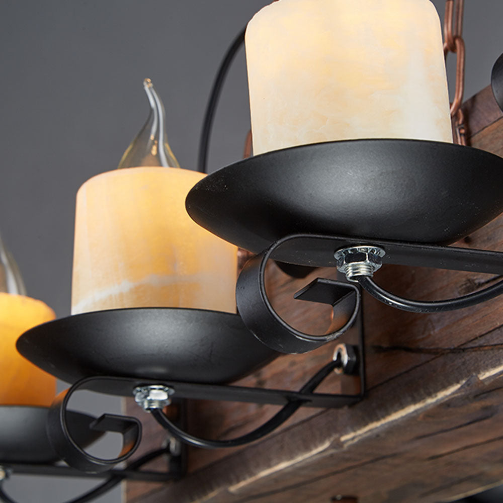 Epoch Suspension Sectangulaire Vintage, Metal/Bois, Marron, Salon