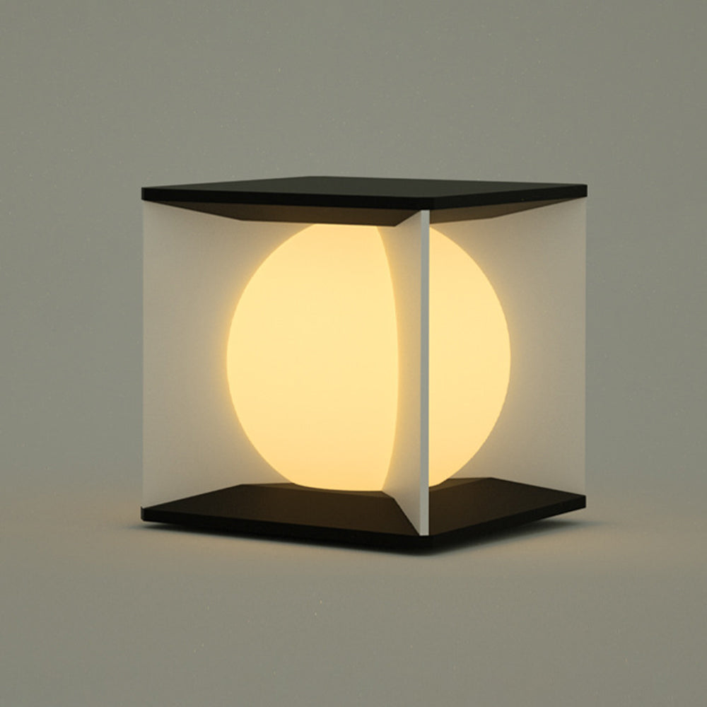 Aria Lampe de Poteau Lune Moderne, Métal/Acrylique, Noir, Cour