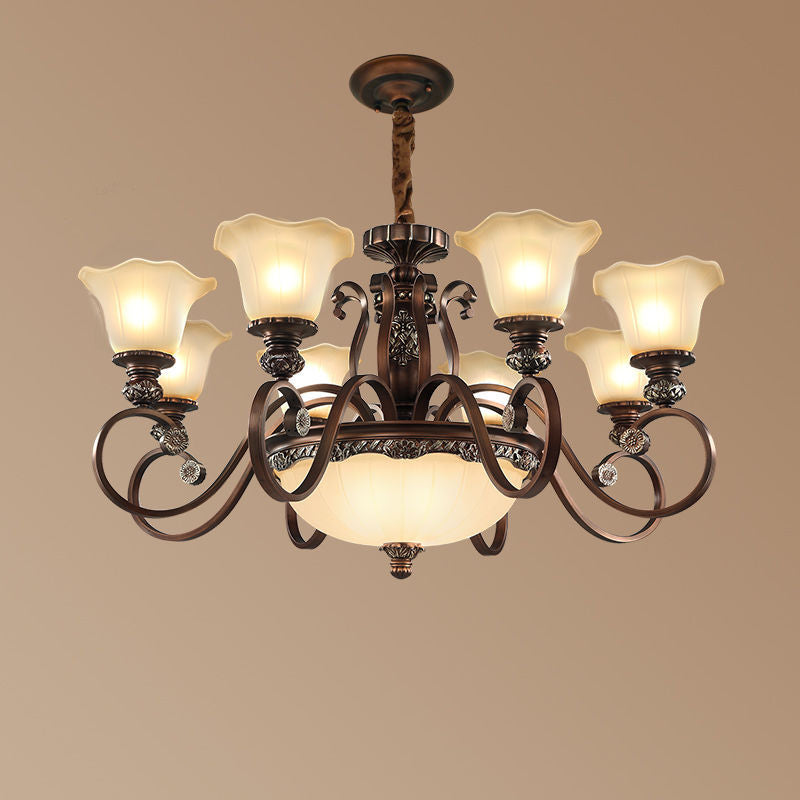 Arisha Rétro Fleur Suspension Métal Verre Salon Chambre à Coucher