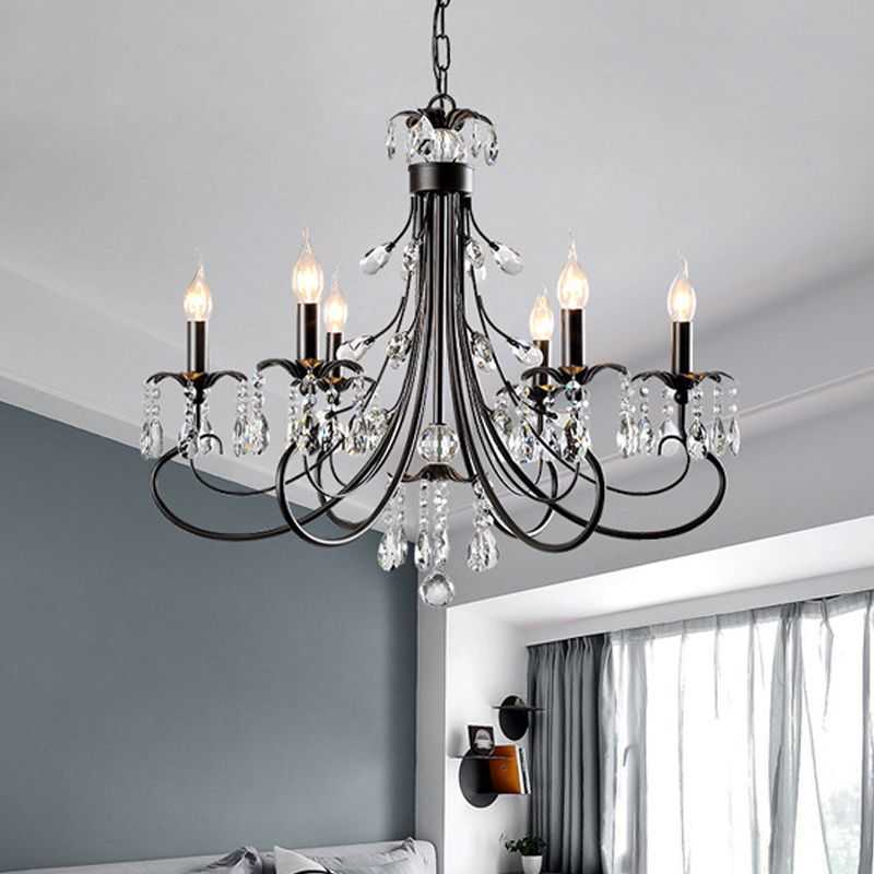 Silva LED Suspension Noir Métal Cristal Salle à manger Salon