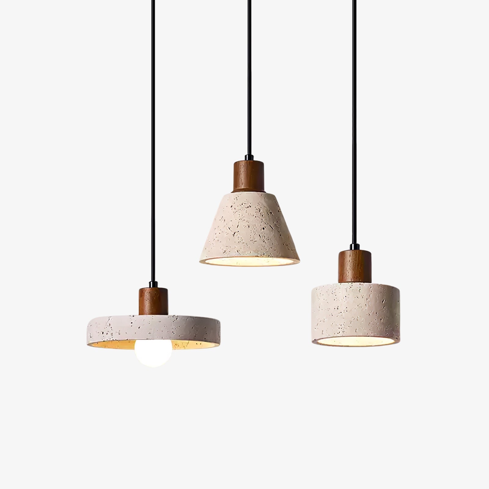 Forma Natural Travertine Wood Pendant Lamp