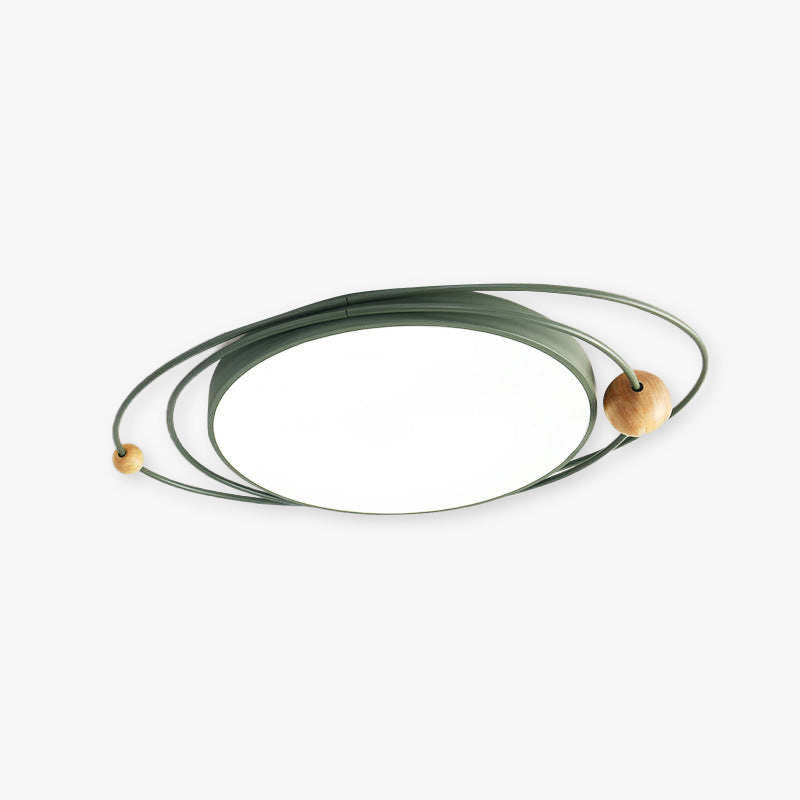 Arisha Plafonnier Rond Moderne, Metal/Bois, Blanc/Noir/Gris/Vert/Bleu, Salon