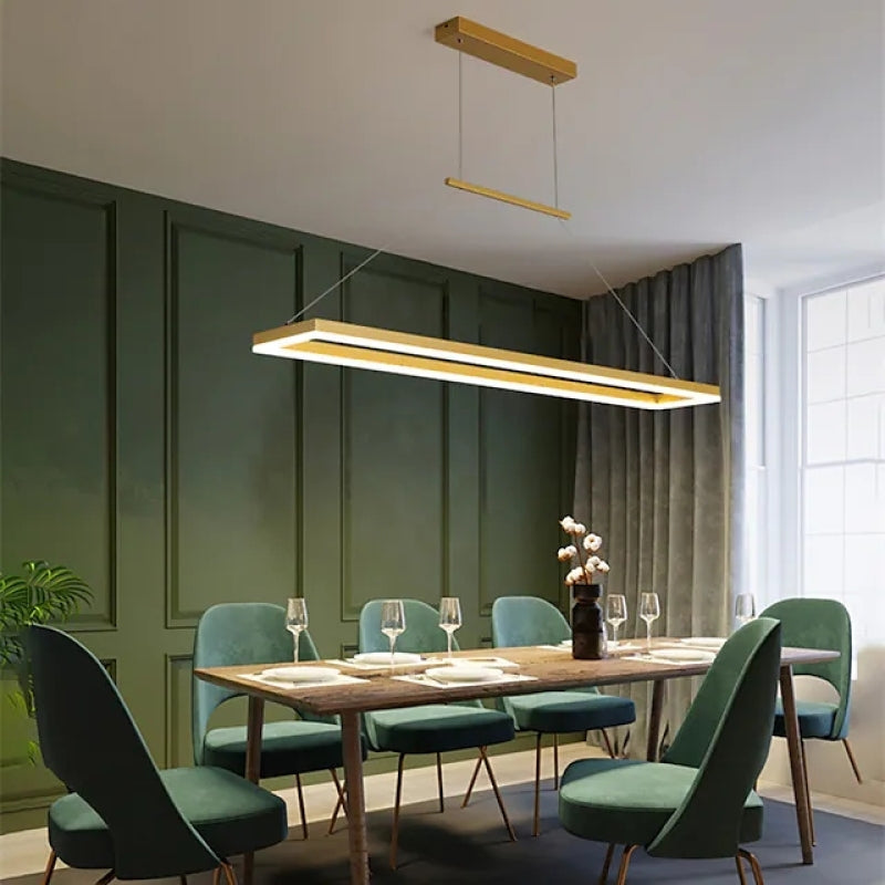 Ray Suspension Rectangulaire Contemporaine, Metal, Café/Or, Chambre