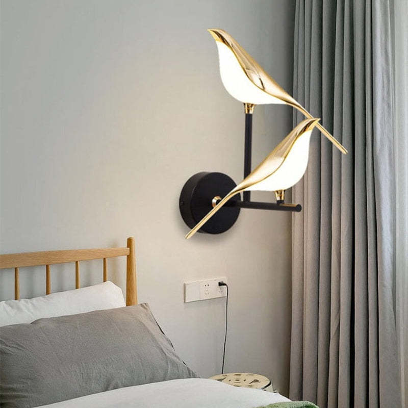 Lampe murale de chevet d'oiseau de pie d'art de style nordique
