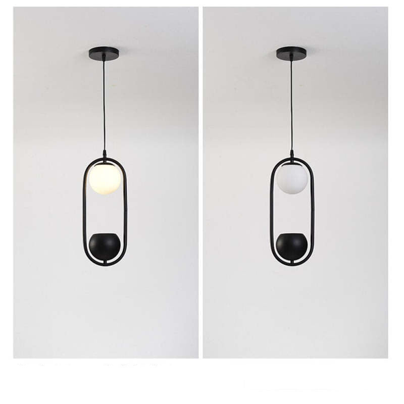 Ritta Suspension Globe Simple, Métal/Acrylique, Noir/Blanc, Chambre à Coucher/Cuisine
