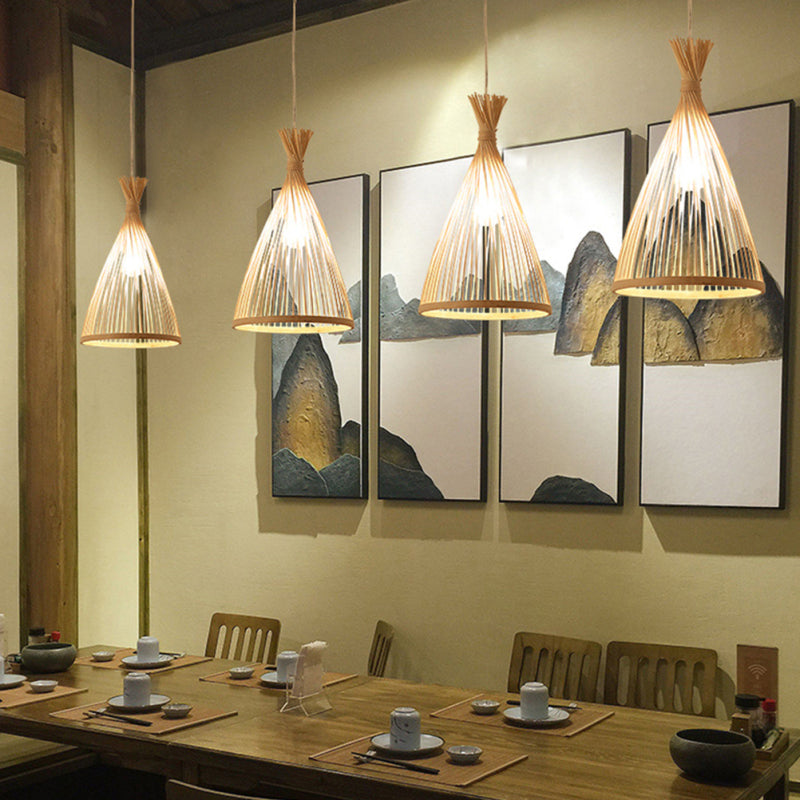 Ritta Suspension Cône Vintage, Bambo, Bois, Salon