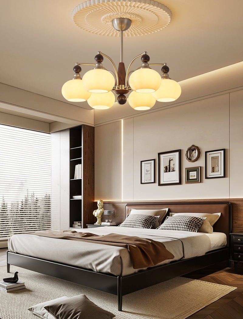 Serenade Moderne Artistique Luxe Verre Bois Lustre