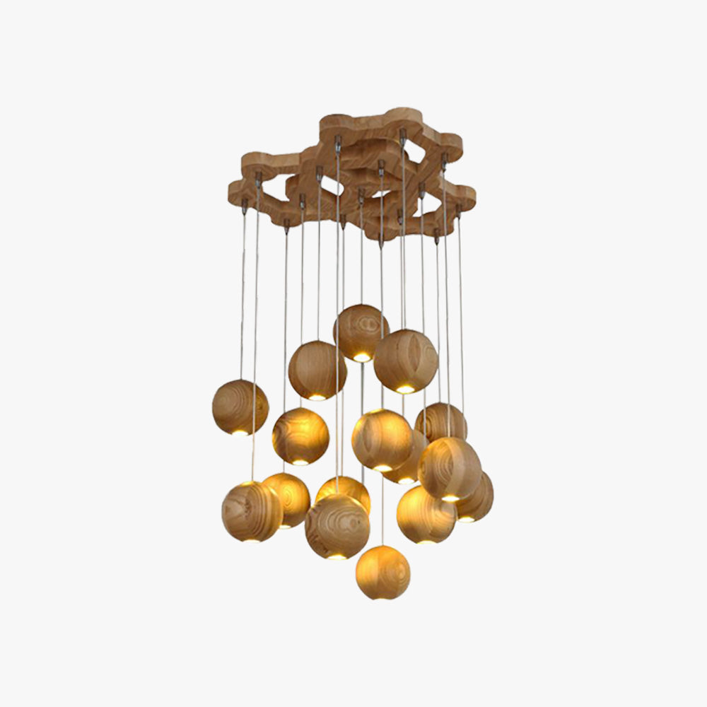Muto Ball Cluster LED Suspension Bois Salon Chambre à coucher