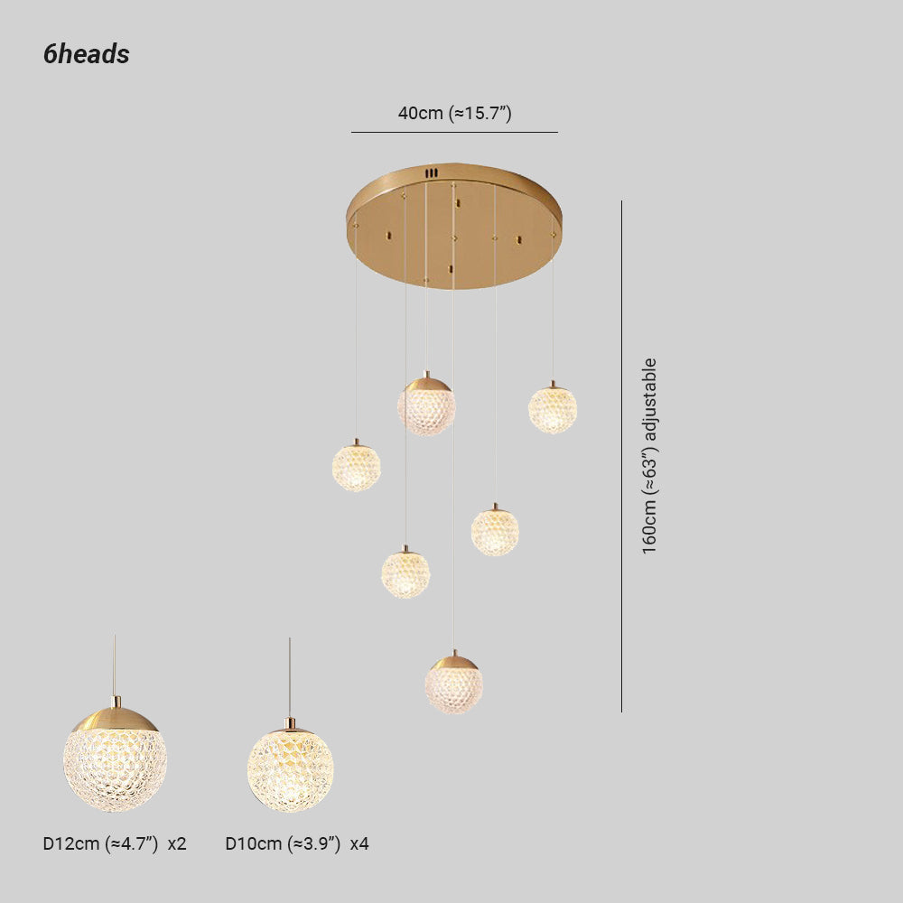 Arisha Luminaires Suspensions Multi/Bulle Moderne Métal/Acrylique Doré Chambre à Coucher