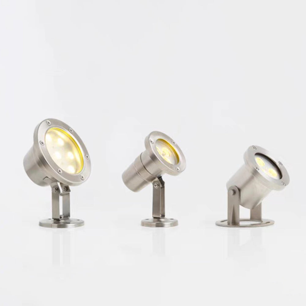 Ray Spot de Bassin Cylindre Moderne, Métal/Verre, Argent, Jardin