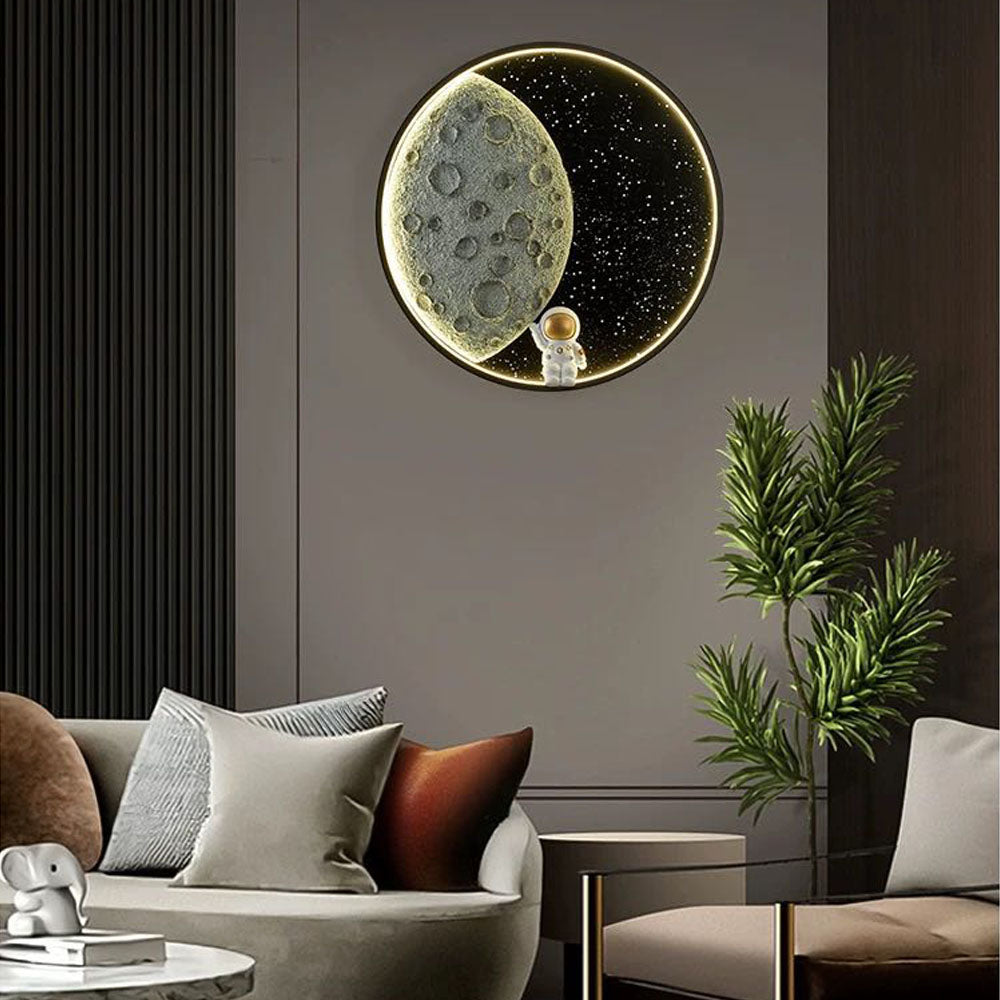 Aria Applique Murale Astronaute Rounde Lune, Métal, Chambre/Salon