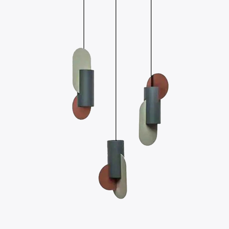 Valentina Lustre Rond/Cylindre Moderne, Métal, Vert/Brun, Chambre à Coucher