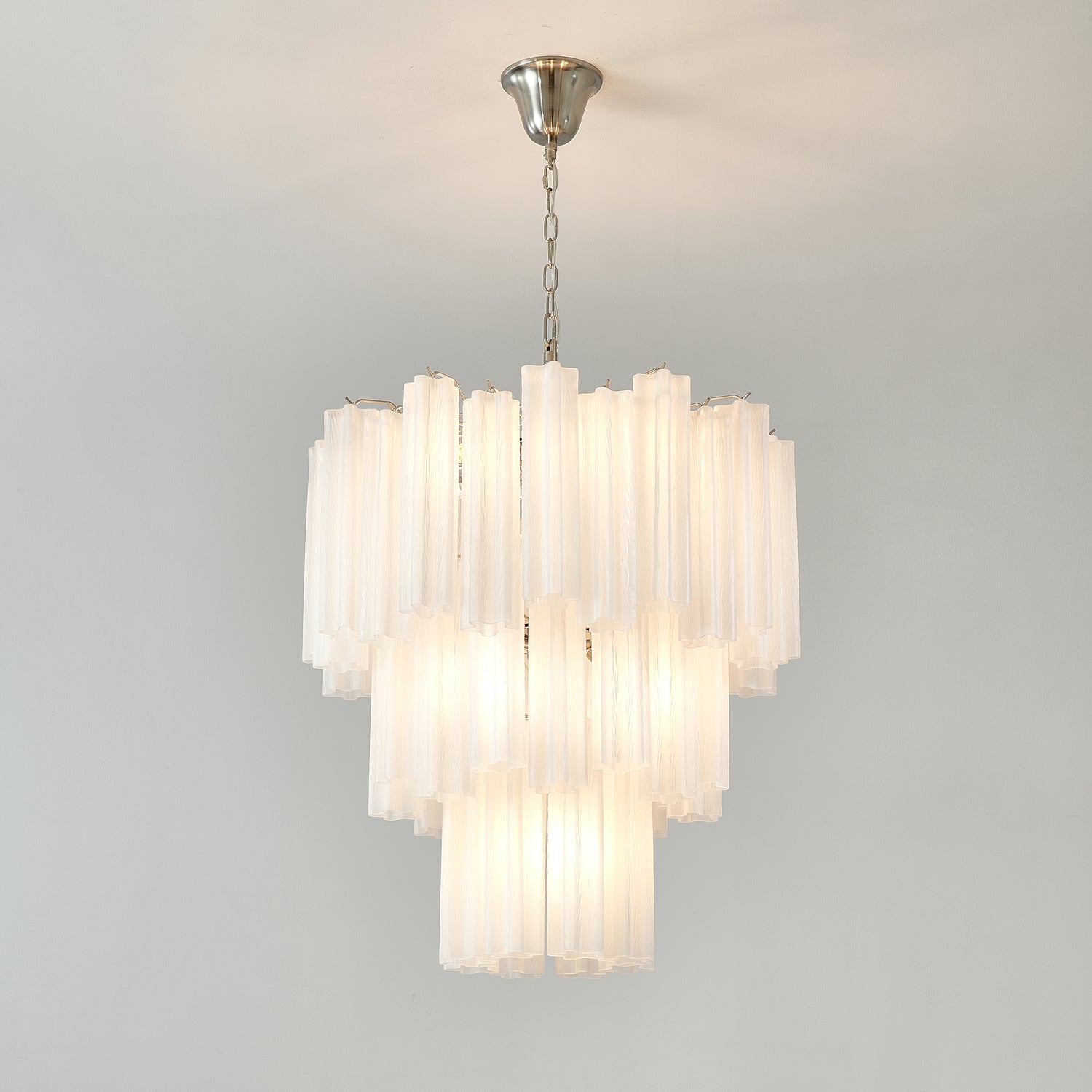 Aurora Chandelier Frosted Glass Tubes Layered Minimalist - Letslighting