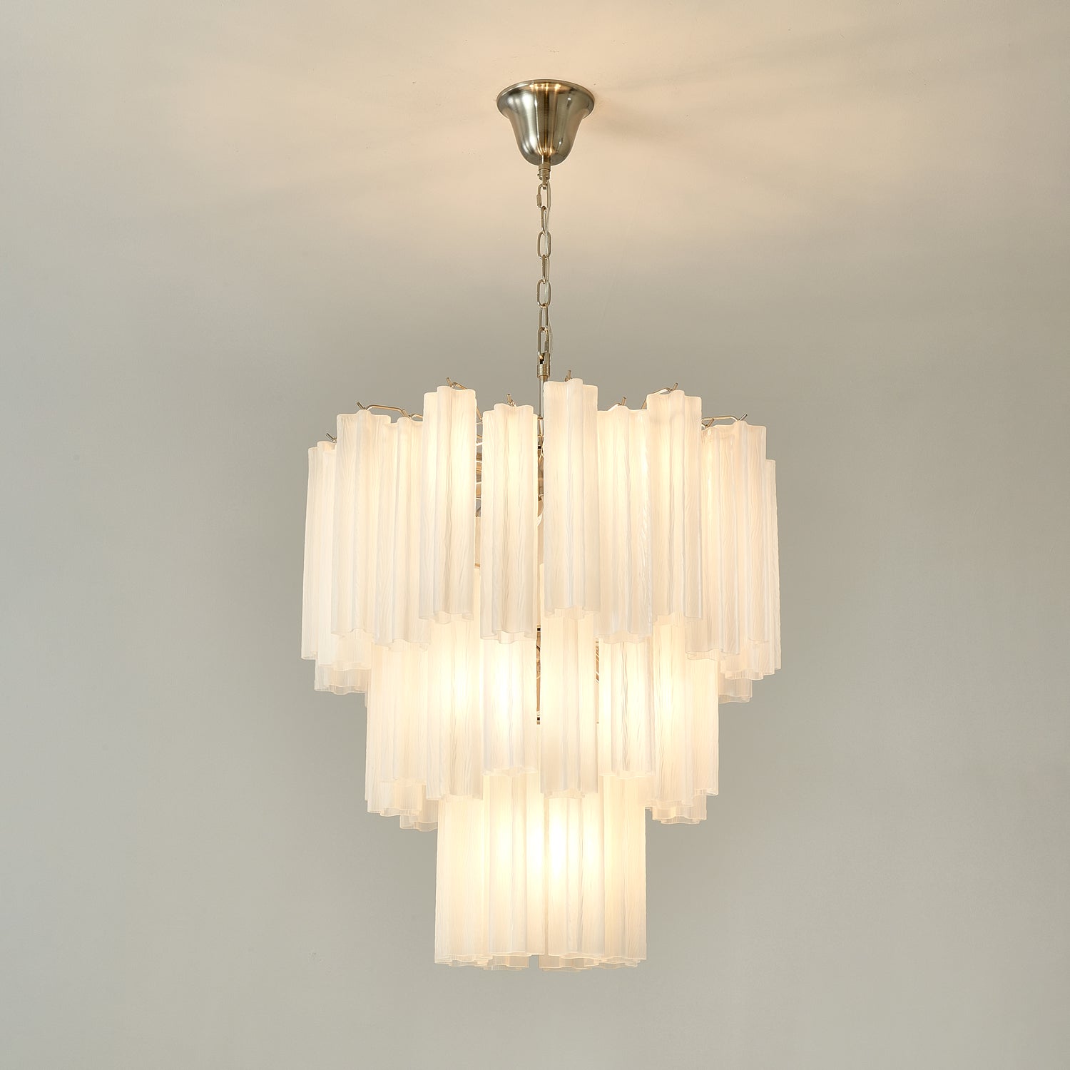 Aurora Chandelier Frosted Glass Tubes Layered Minimalist - Letslighting