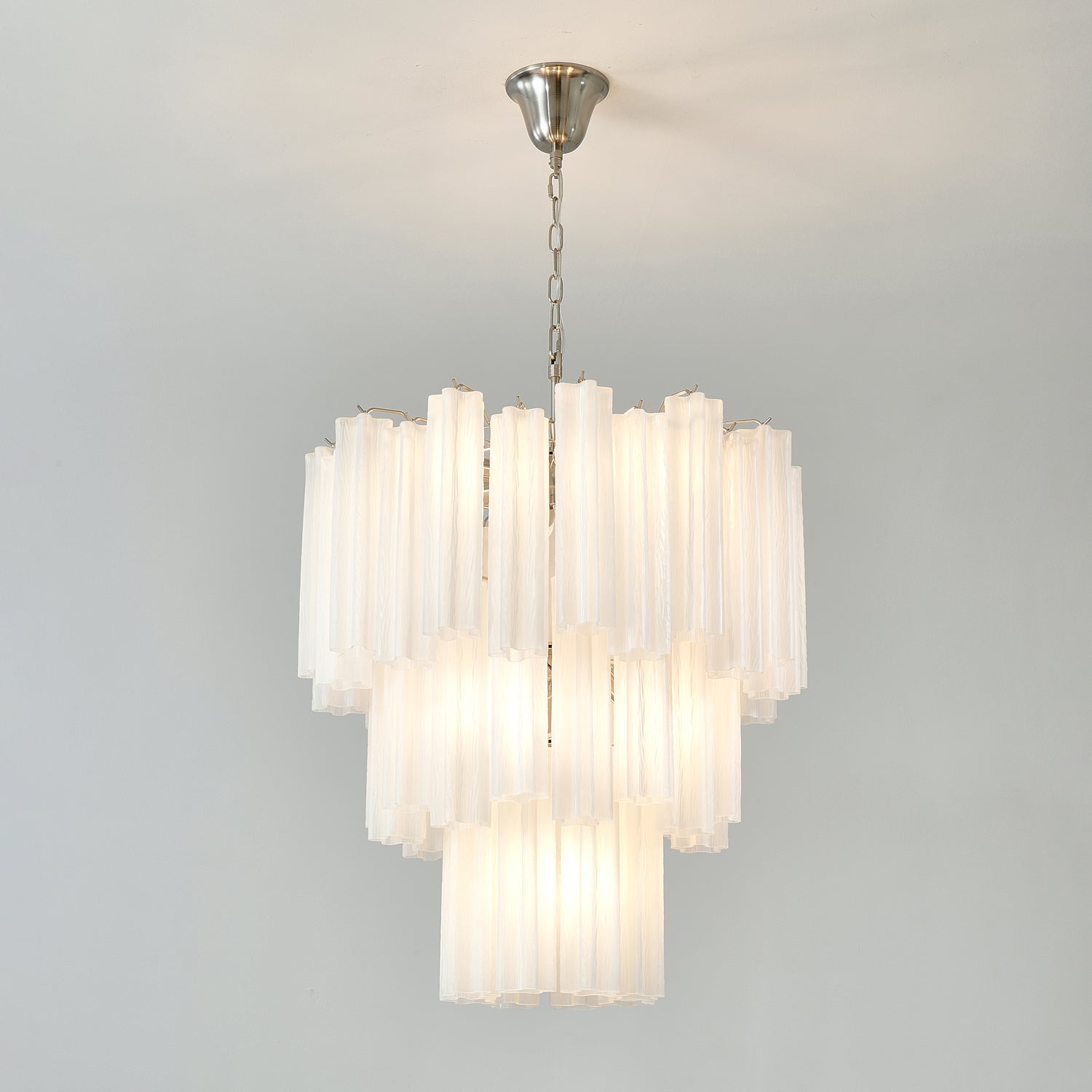 Aurora Chandelier Frosted Glass Tubes Layered Minimalist - Letslighting