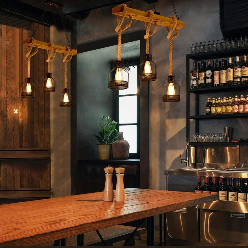 Epoch Lampe Suspension Industrielle Rétro LED en Métal Noir, Pour Bar