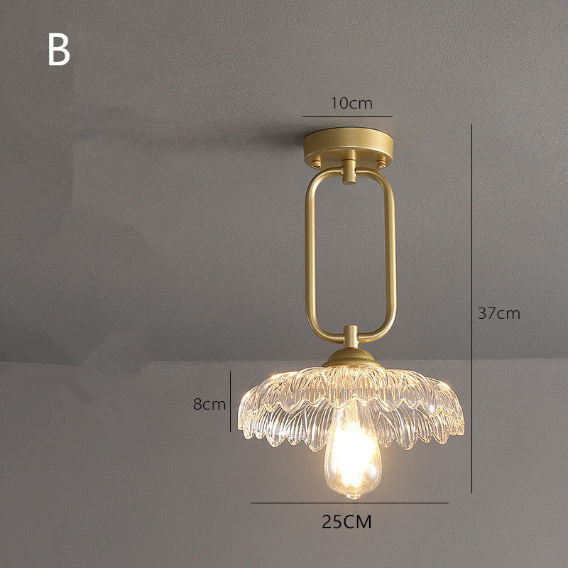 Arisha Plafonnier Fleur Moderne, Métal/Verre, Doré, Salon