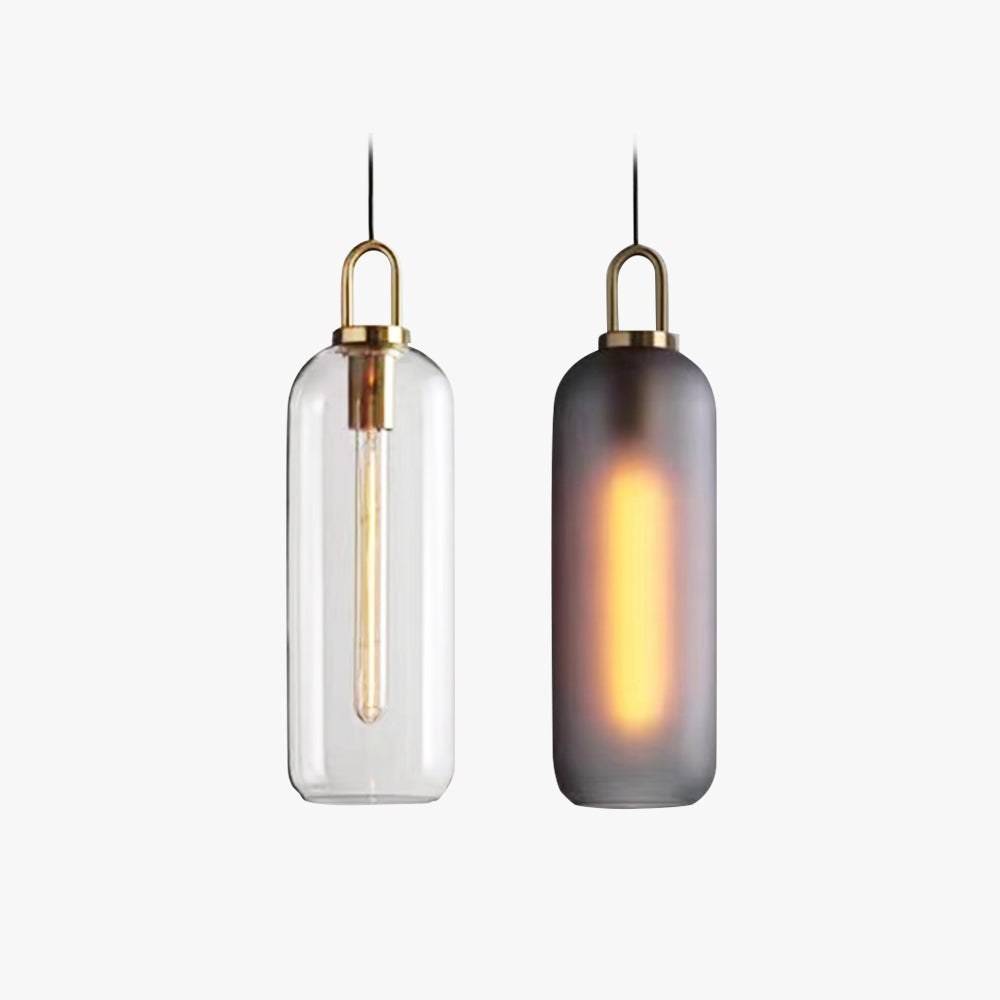 Valentina Luminaires Suspensions Cylindre Moderne Métal/Verre Gris Fumé/Clair Salon/Bureau