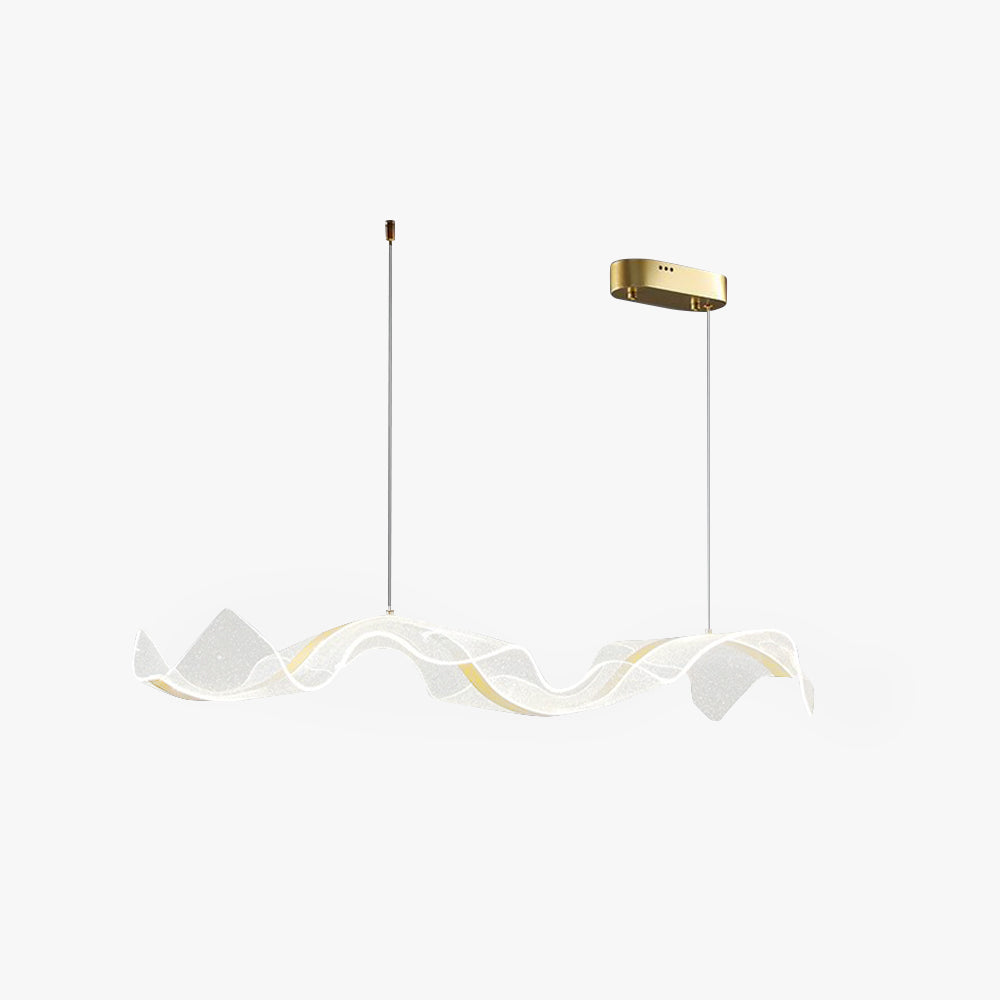 Kristy Luminaires Suspensions Vague Moderne Métal/Acrylique Blanc/Doré Salon