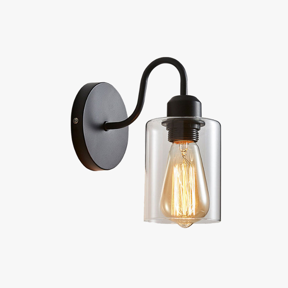 Silva Applique Murale Cylindre Rétro, Métal/Verre, Noir, Chambre