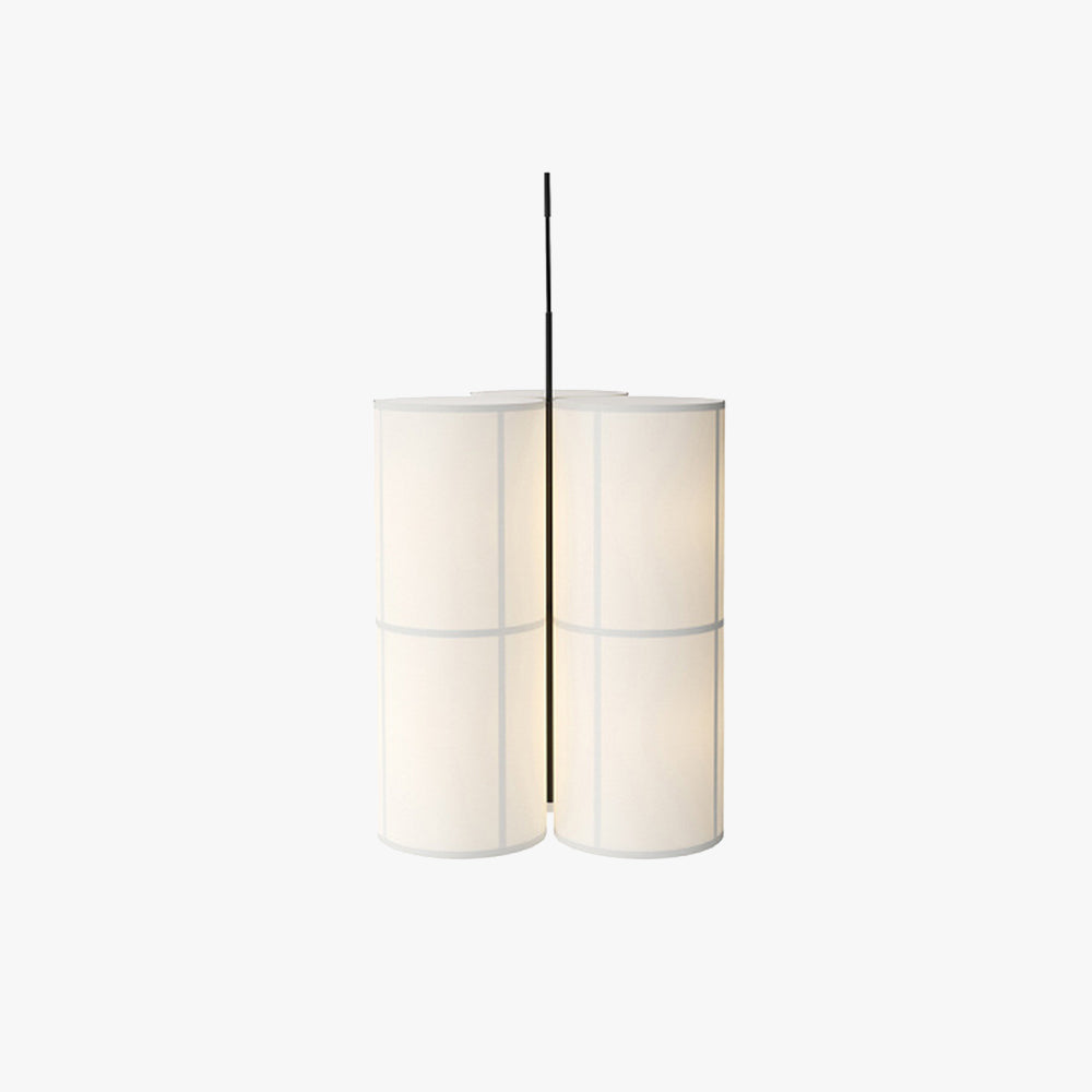 Ritta Suspension Cylindre Vintage, Métal/Soie, Blanc/Beige/Noir, Chambre à Coucher/Salon