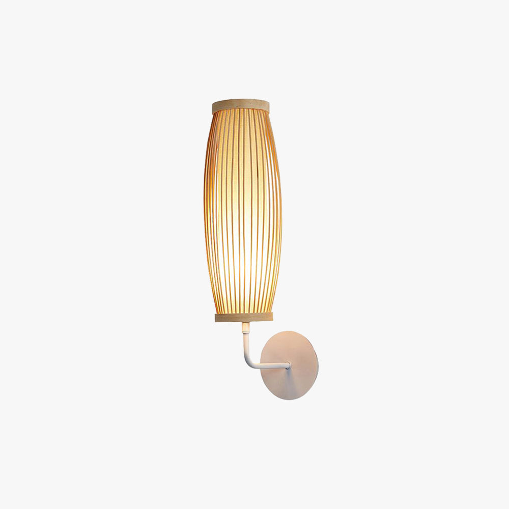 Ritta Applique Murale Intérieur Cylindre Vintage LED Bambou Marron Salon/Chambre