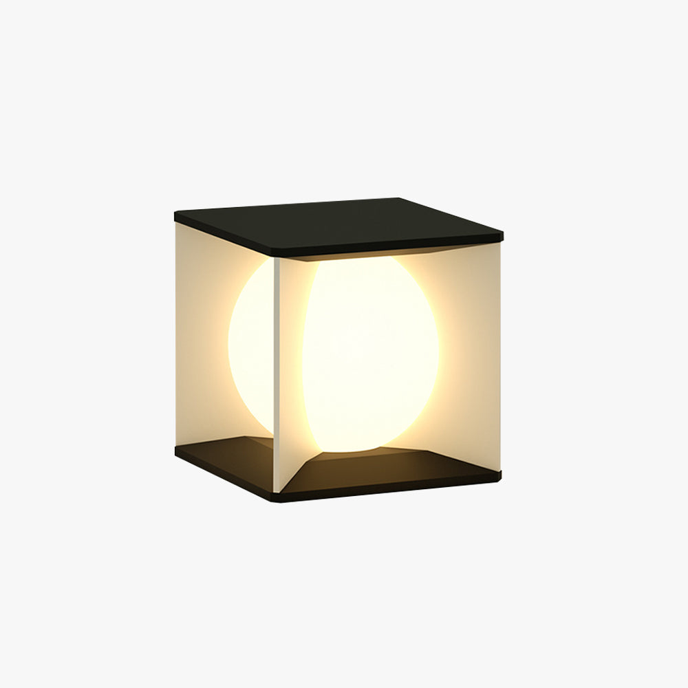 Aria Lampe de Poteau Lune Moderne, Métal/Acrylique, Noir, Cour