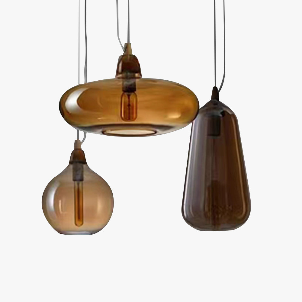 Valentina Luminaires Suspensions Dôme Moderne Métal/Verre Ambre Salon/Chambre à Coucher