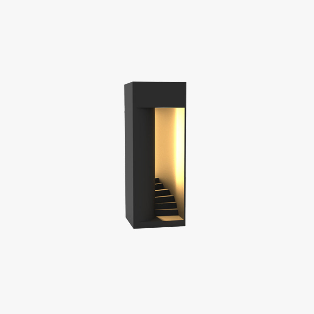 Ray Lampadaire Cube Simple, Métal, Noir, Extérieur