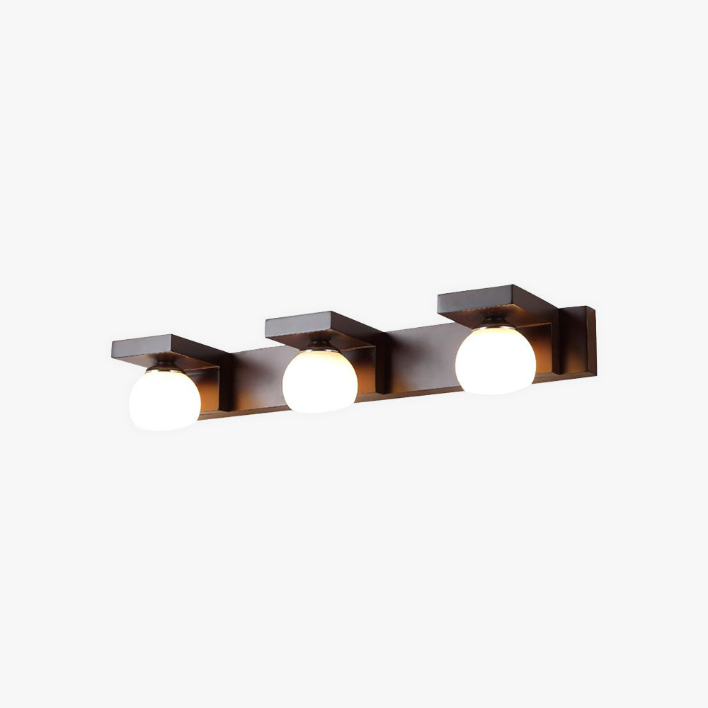 Muto Applique Murale à Miroir Intérieur Ronde Vintage LED Bois/Verre Burn Salle de Bain