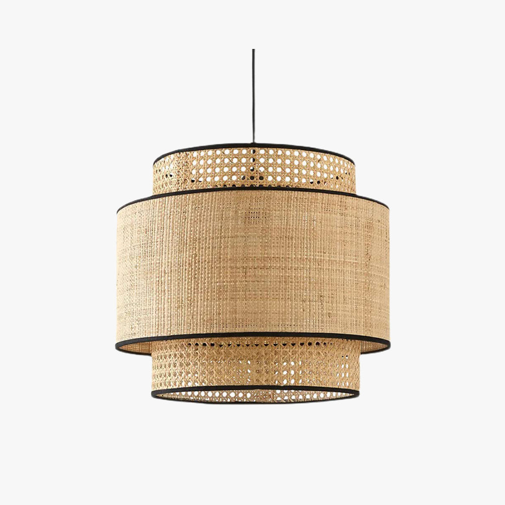 Ritta Suspension Cylindre Naturelle, Metal/Rotin, Bois, Salon