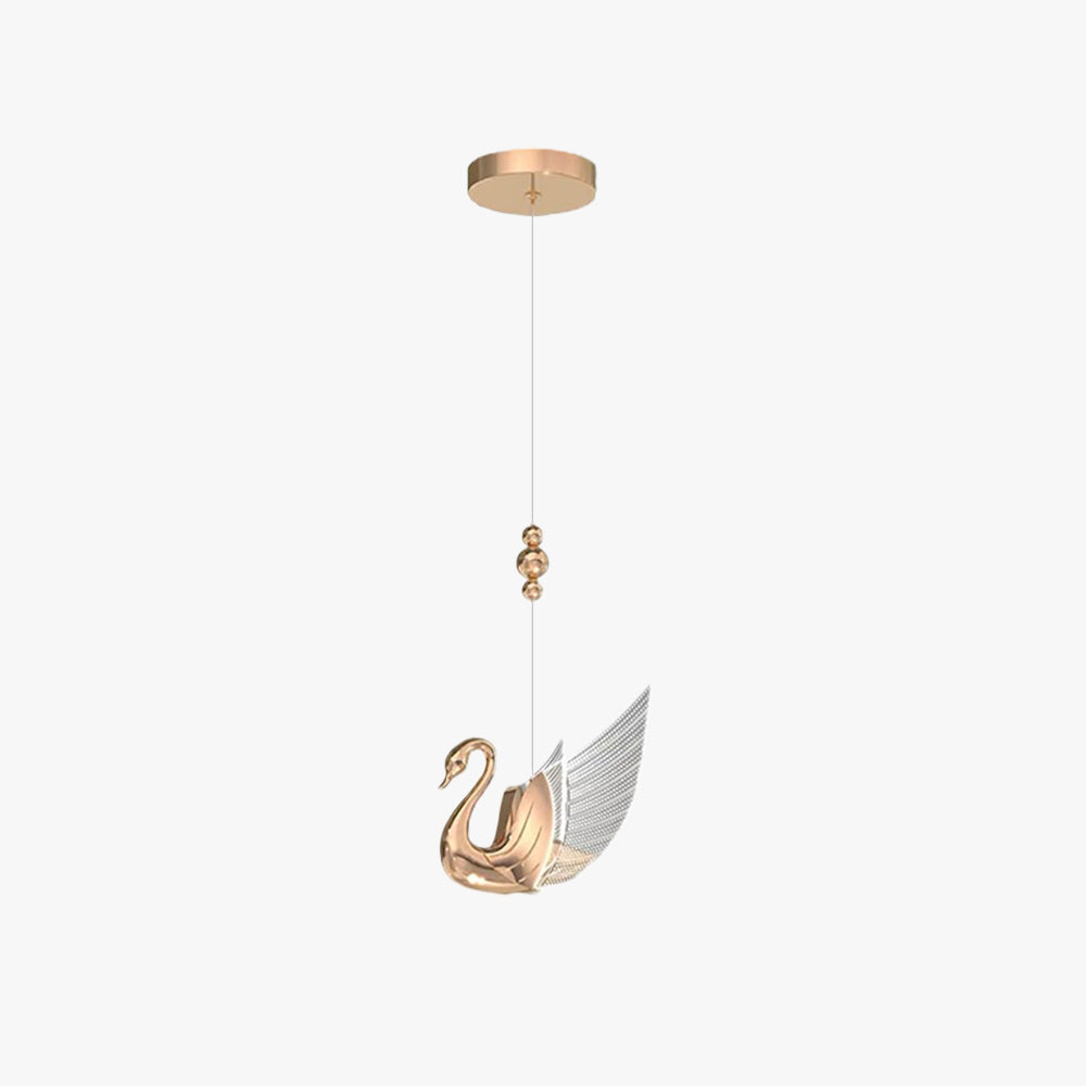 Arisha Design Luminaires Suspensions Cygne Moderne LED Métal/Acrylique Doré Rosé Salon
