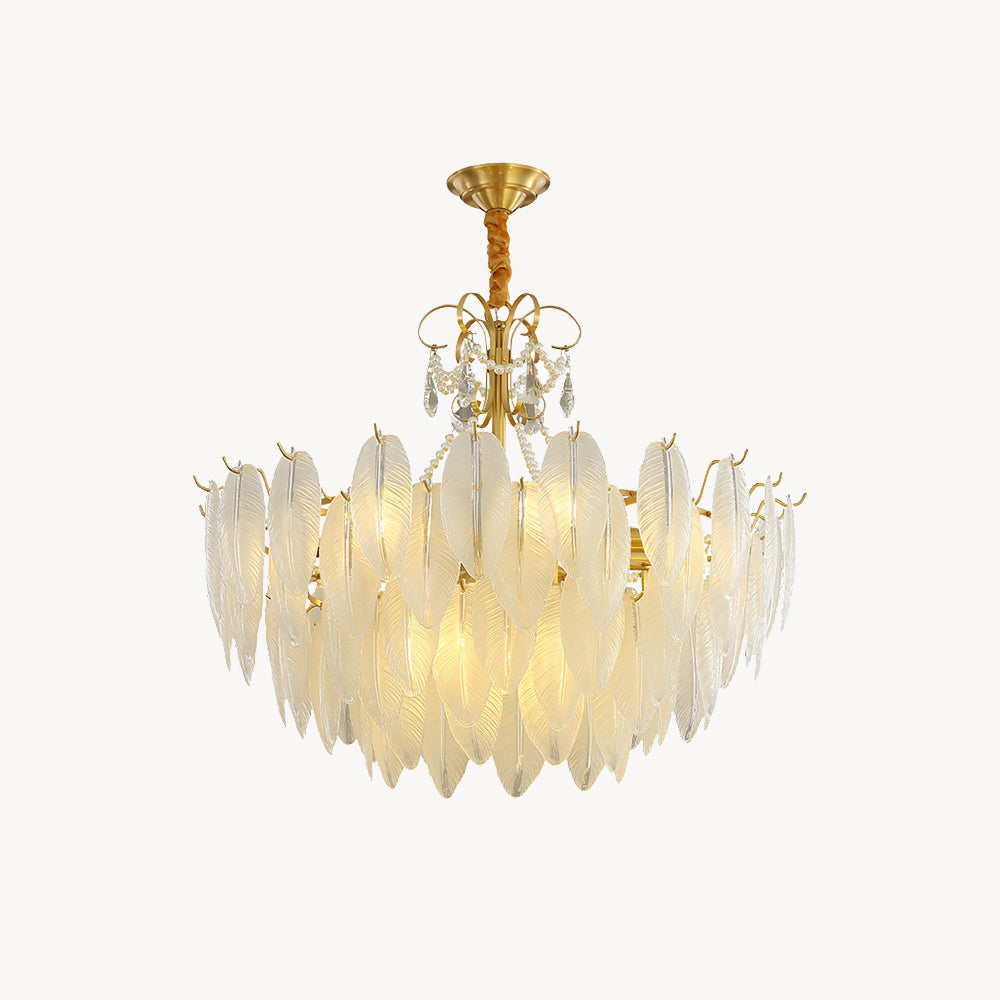 Kristy Suspension Plume Moderne, Cuivre/Verre, Doré, Salon
