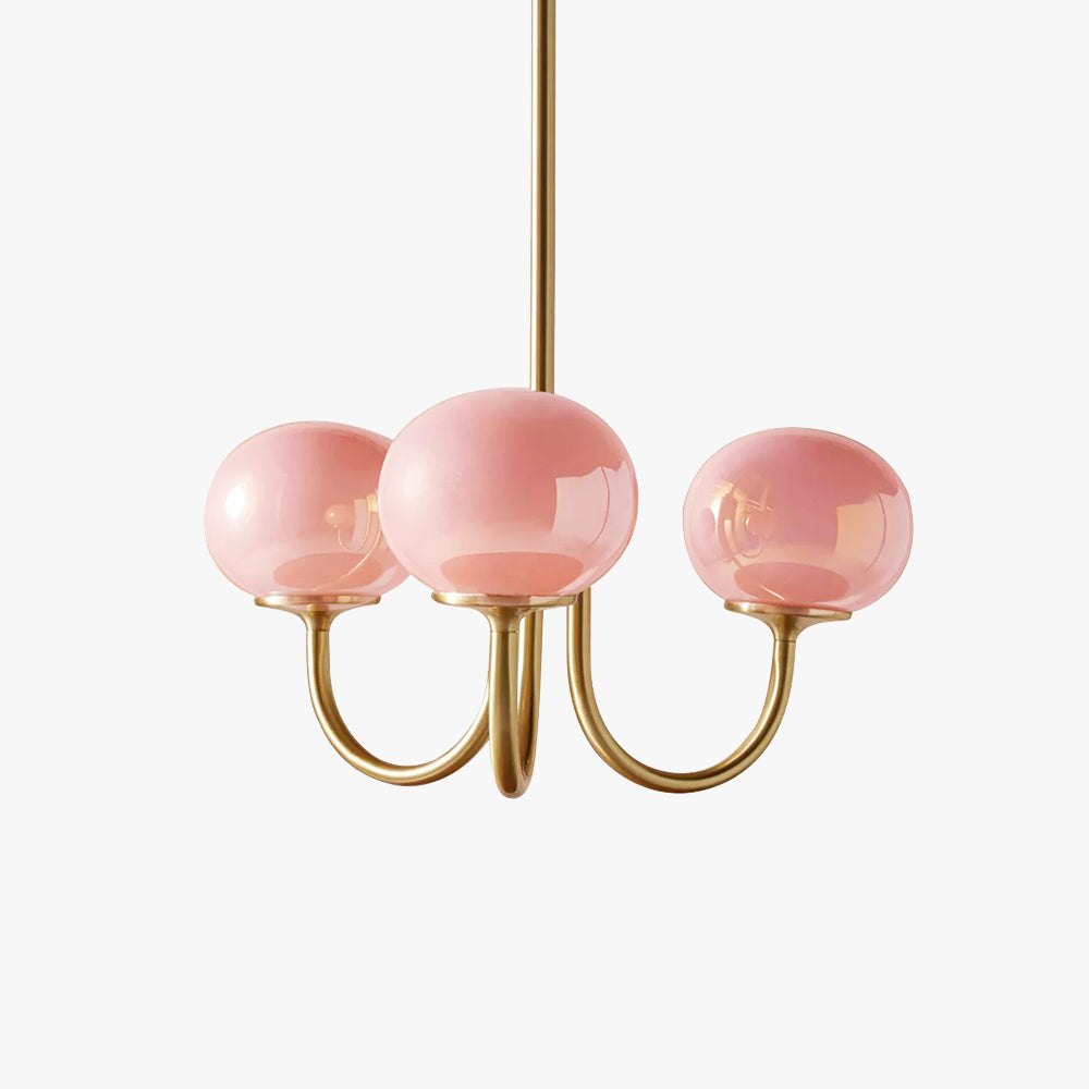 Valentina Lustre Boule Classique, Métal/Verre, Blanc/Rose/Beige, Bureau/Salon