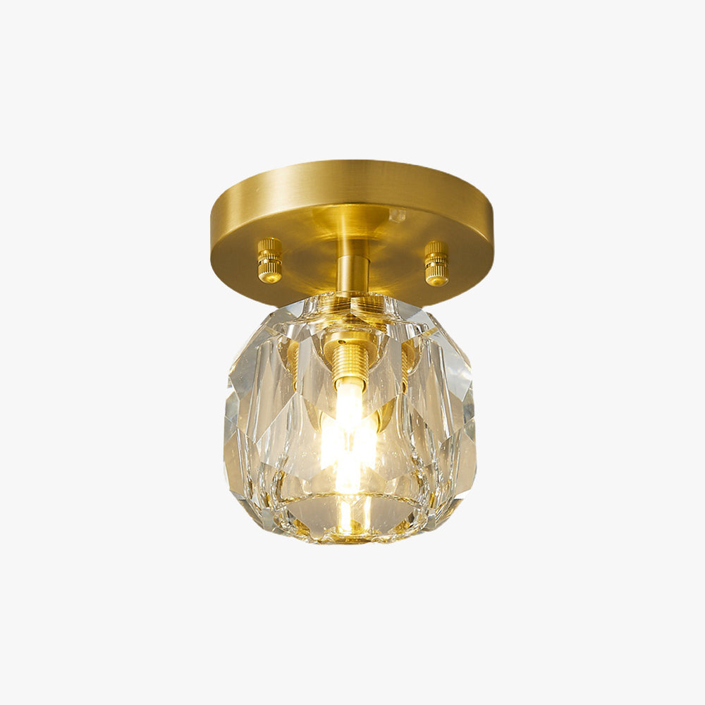 Kristy Plafonnier Diamant Cristal, Métal/Cristal, Doré, Salon