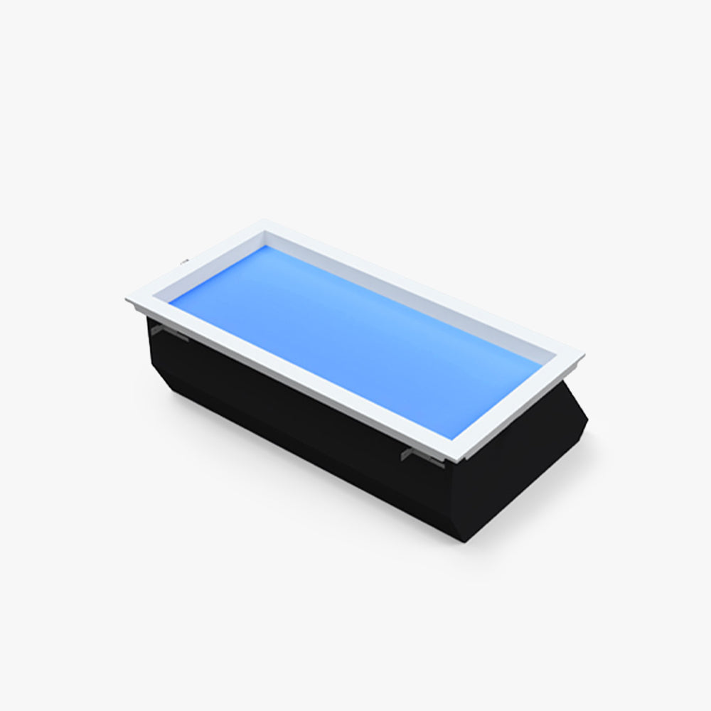 Ray Plafonnier Rectangle Moderne, Métal/Verre, Bleu, Salon