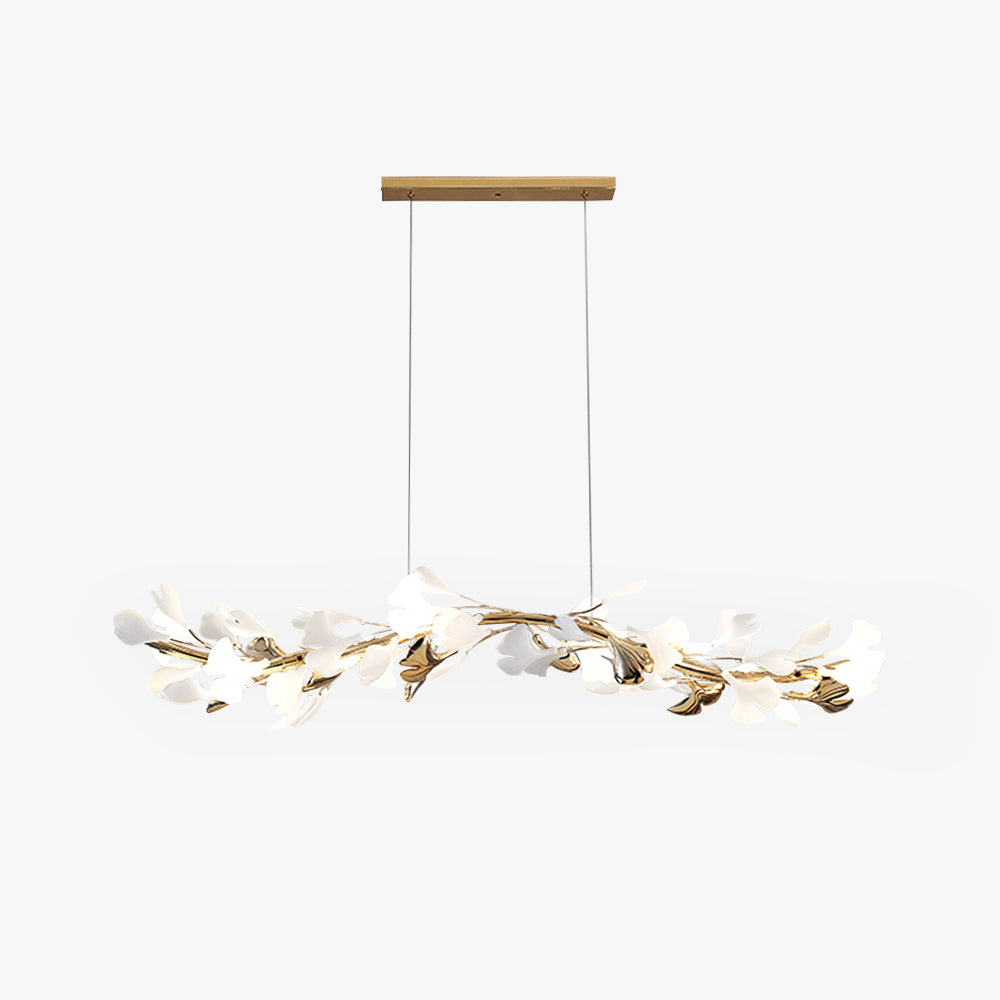 Olivia Luminaires Suspensions Feuille Moderne Céramique/Métal Doré/Blanc Bureau/Salle à Manger