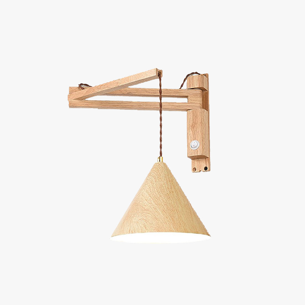 Muto Design Applique Murale Conique Vintage LED Bois Noyer/Bois Chambre
