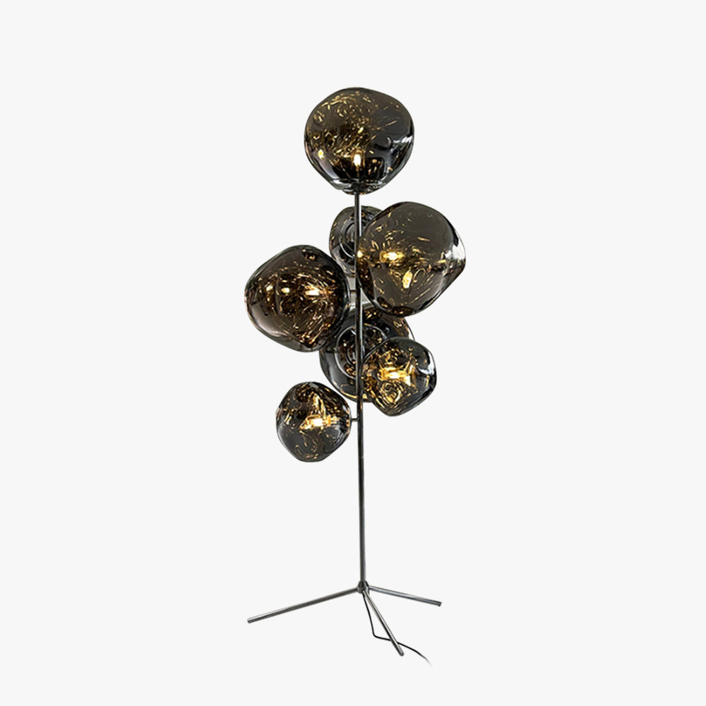 Valentina Design Lampadaire Globe Moderne Métal/Acrylique Or/Rose Dorée/Chormé/Gris Fumé Salon