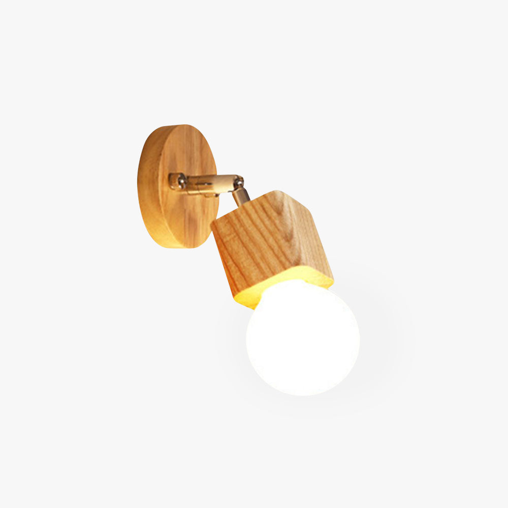 Muto Applique Murale LED Carrée Globe Réglable Naturelle Métal/Bois