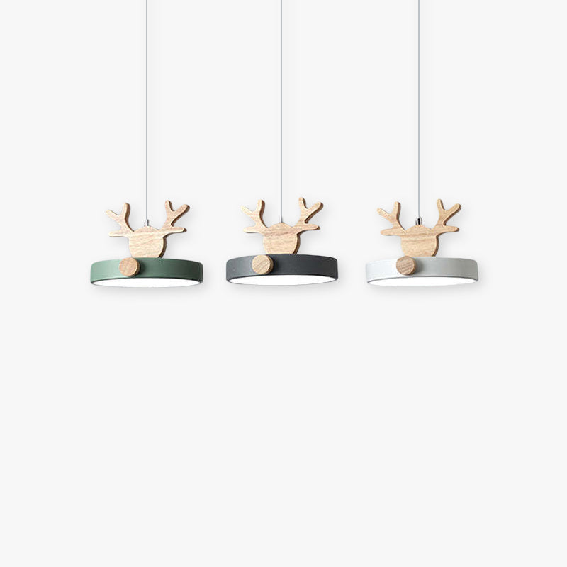 Valentina Suspension Rond Mignon Moderne Métal/Bois Vert/Noir Salle à manger