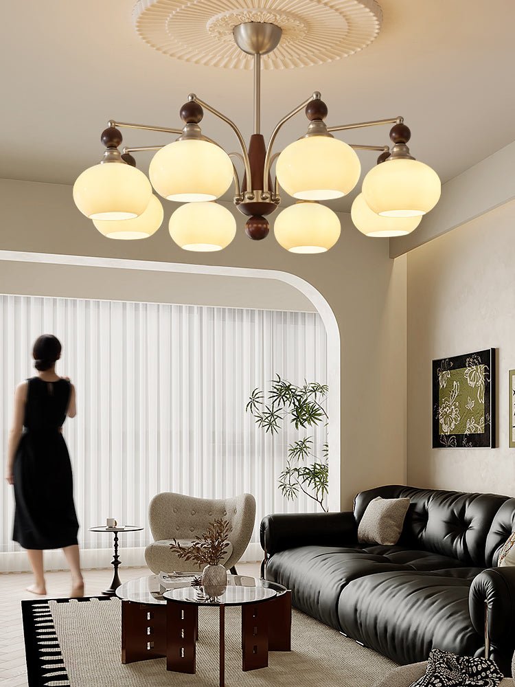 Serenade Moderne Artistique Luxe Verre Bois Lustre