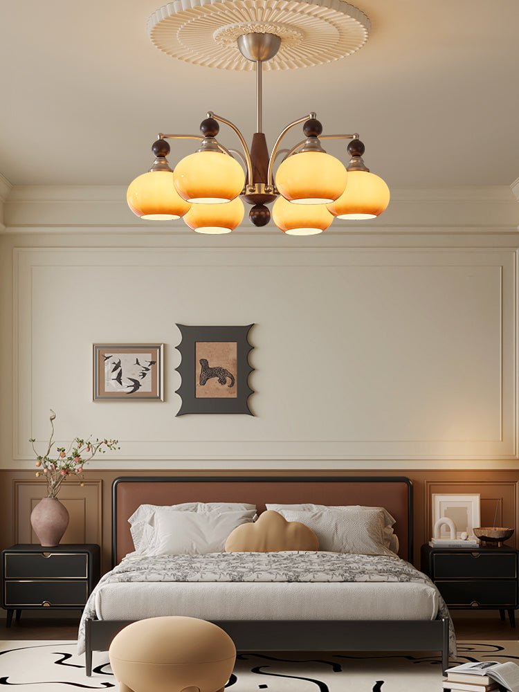 Serenade Moderne Artistique Luxe Verre Bois Lustre