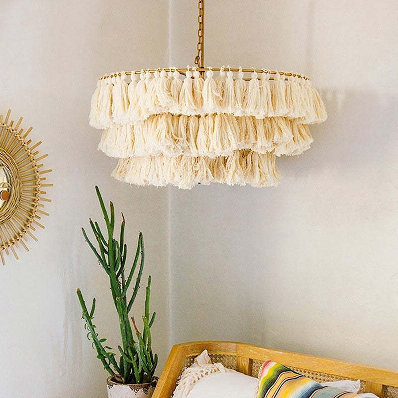Ritta Suspension Nuage Retro, Metal/Tissu, Rose/Beige/Violet, Salon