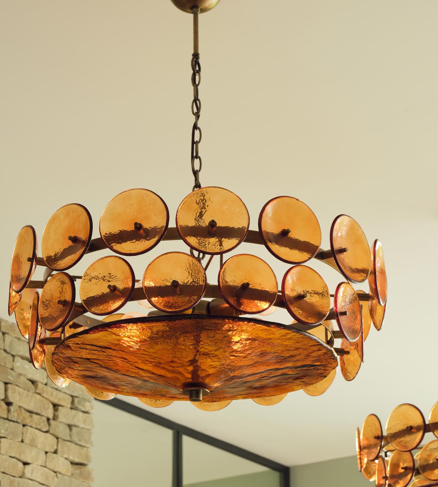 Aurora Chandelier Murano Glass Disc Vintage - Blowlighting