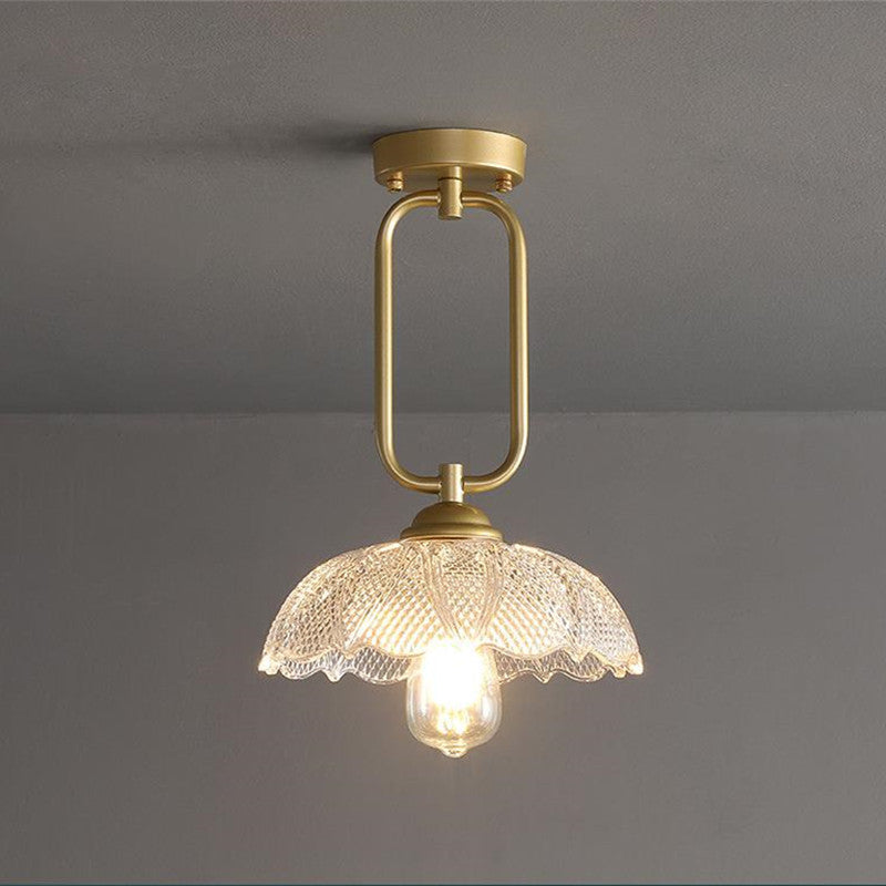 Arisha Plafonnier Fleur Moderne, Métal/Verre, Doré, Salon