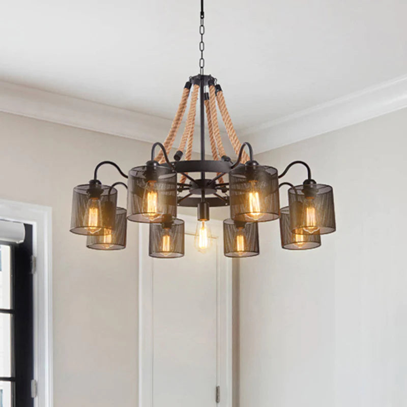 Epoch Suspension LED Vintage Corde Noire/Métal Salon